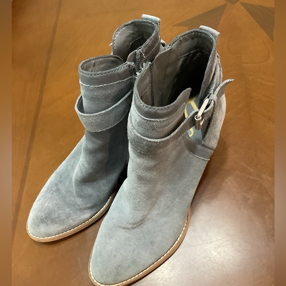 Sam Edelman Maurine Gray Suede Leather Zip Up Ankle Booties Women's Size 8.5
